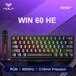 독거미 AULA 유선 8K WiN 60/68HE 마그네틱 게이밍 키보드 RGB, 01-01 WIN60HE 일반버전 회목그레이축, 1개