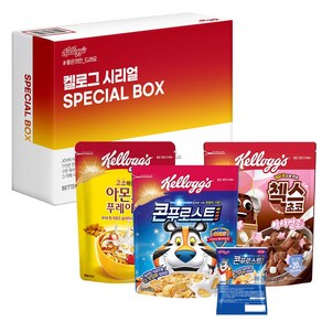 켈로그 BEST 시리얼 1+1+1 모음 (콘푸로스트 300g 아몬드 푸레이크 300g 첵스초코 마시멜로 400g) + (증정) 미니시리얼 30g, 1세트