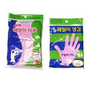 정준산업 손가락 때밀이 장갑 + 등밀이 세트, 핑크, 1세트