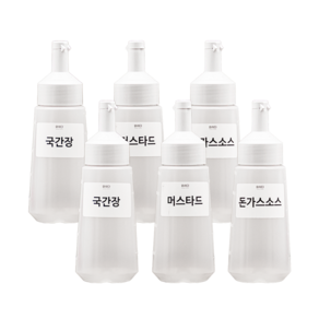 원터치 소스통 화이트 360ml(중) 6개 + 라벨 21종 세트, 1개