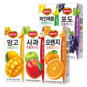 델몬트 드링크팩 5가지맛 중 2가지 혼합 190ml 16팩 오렌지 사과 망고 포도 파인애플, 3개