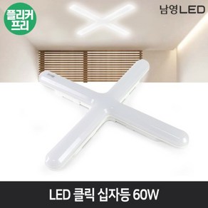 남영LED 클릭 십자등 60W 방등 거실등 주방등 조명등 플리커프리, 주광색(6500K), 1개