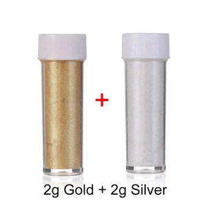 1WITH 15g/병용 금색 은가루 반짝이 무스 케이크 베이킹 색상 장식용품, 12 2g Gold 2g Silver, L. L. 2g Gold 2g Silver
