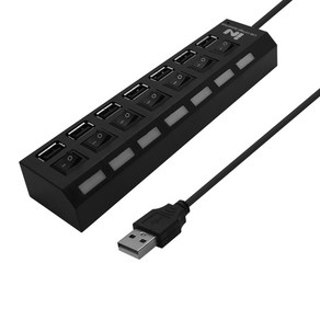 인네트워크 무전원 USB 2.0 7포트 USB허브 블랙 IN-U7BKA, 1개