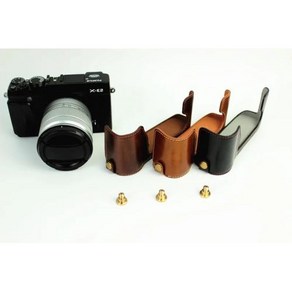 카메라슬링백 여행용 호환형 캐리어 Fujifilm XE2 X-E2 X-E1 XE1 PU 가죽 하프 바디 세트 패션 카메라 가방 케이스 배터리 개방 커버150256, Bown, 갈색(스트랩 미포함), 1개