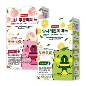 KAYFOOD 제로슈가 저칼로리 말차레몬에이드 10T + 피치우롱에이드 10T, 5g