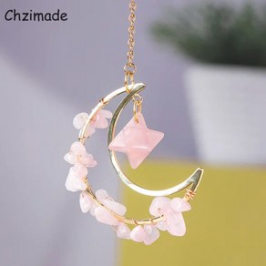 썬캐쳐 드림캐쳐 인테리어모빌 Chzimade 자수정 클리어 쿼츠 크리스탈 Windchime Sun Catche 프리즘 Wind Chime Moon 펜던트 Windchimes 장식, [02] Rose quatz
