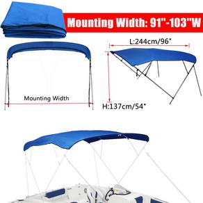 보트 비미니 덮개 비미니탑 요트 푼톤 보트 레저 천막, 너비 91-103인치