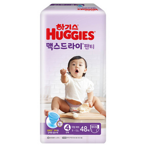 하기스 맥스드라이 팬티형 기저귀 여아용 대형 4단계(10~14kg), 4단계, 48매