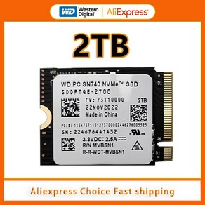 웨스턴 디지털 WD SN740 2TB M 2 SSD 2230 NVMe PCIe Gen 4x4 SSD 마이크로소프트 서피스 프로 X 서피스 노트북 3 스팀 데크용, 01 1 테라바이트, 1개