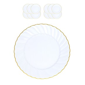 생활의차이 웨이브 골드림 플라스틱 접시 플레이트 23cm, 2세트, 6개