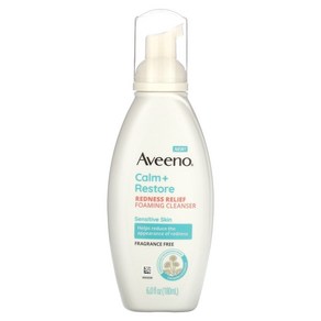 Aveeno 진정 + 회복 홍조 완화 폼클렌저 민감성 피부용 향료 무함유 180ml(6fl oz), 1개, 180ml