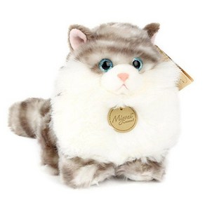 미요니 시팅캣 그레이 17cm 고양이 리얼 인형, 1개
