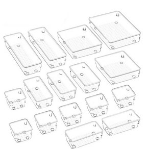 오라플 다용도 서랍칸막이정리함 세트, 16개세트, 1세트, 투명