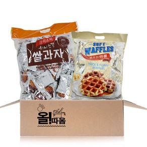 올따옴 대용량스낵 기획세트(크리스피 허니눈꽃 쌀과자920g 소프트와플575g)