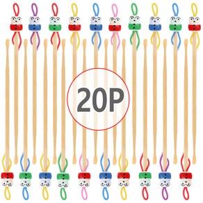 [20개 묶음] (목각 귀이개 B타입 -20P) 대나무 귀이게 귀후비개 귓밥파개 나무 귀지청소 이어클리너, 색상혼합, 20개