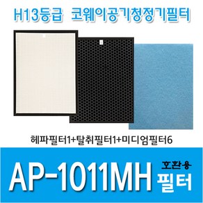 코웨이 공기청정기필터 AP-1011MH 국내산 호환용필터, 헤파1+탈취1+미디엄6, 1개