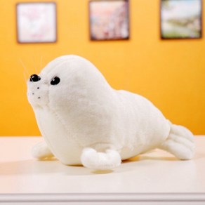 귀여운 핑크 물개인형 바다표범 바다사자 봉제인형 쿠션 물범 베개, 25cm, 흰색, 1개