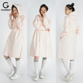 Fairway 여성 남성 골프 우비 비옷 레인코트 바람막이 남녀공용, 피치핑크