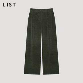 [리스트(LIST)] 코듀로이 백 밴딩 원턱 와이드 팬츠_TWWSLO82090_DK