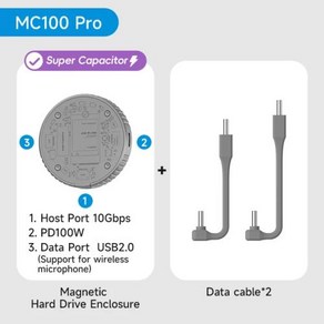 M2 2230 SSD NVME 호환 Hagibis 마그네틱 인클로저 맥세이프 케이스 USB C 3.2 Gen2 에서 PCI-E 아이폰 15 프로 맥스 레스 맥북용, Gey-MC100 Po, 1) Gey-MC100 Po, 1개