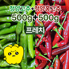 프레치 국내산 못난이 청양고추500G+청양홍고추500G세트, 1개, 청양고추500그램+청양홍고추500그램 세트