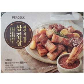 PEACOCK 피코크 제주식 멜젓 삼겹살 300g (전자렌지 간편조리) - 멜젓소스 포함, 4개