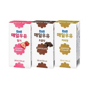 와이지유통 매일우유 멸균 딸기/초코/커피맛우유 200ml 48팩, 48개