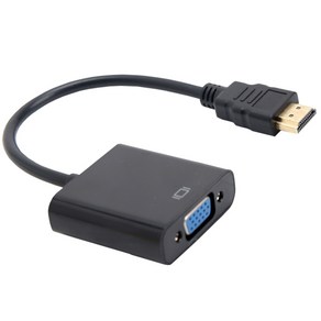 아이예스 HDMI to VGA 변환 젠더 모니터 케이블 오디오 지원, 블랙