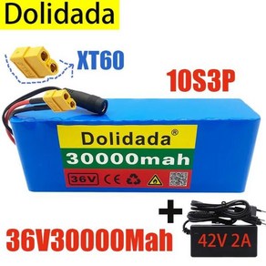 전기 자전거 배터리 새로운 10S3P 36V 30Ah XT60 500W 높은 전원 용량 42V 배터리 팩 충전기와 30000mAh 전