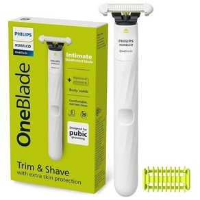 필립스 Noelco OneBlade 유니 친밀한 및 개인용 바디 그루머 및 트리머 여성 및 남성, Oneblade Intimate, 1) Oneblade Intimate - Handle