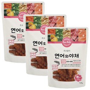 후코홀릭 강아지 간식 120g, 연어 + 야채 혼합맛, 3개