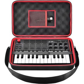 GWCASE MIDI 컨트롤러 케이스 AKAI Pofessional MPK Mini MK3 플레이MKII 25 키 USB 키보드 컨트롤러와 호환 가능합니다. 메쉬 포켓과 어깨, black