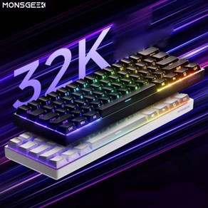 [청이스토어] MONSGEEK FUN60/FUN60 Po/ FUN60 MAX/FUN60 Ulta시리즈 마그네틱 무선 게이밍 기계식 키보드 유선8k 61키배열 RGB 게임 전용, 현광마그네틱축-블랙(측각), FUN60PRO무선3모드(유선8K)-리본없음