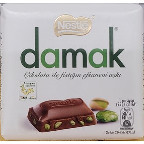 Nestle damak 네슬레 다막 밀크초콜릿 스퀘어 (피스타치오 밀크 초콜릿) 60g (원산지 : 튀르키예), 1개