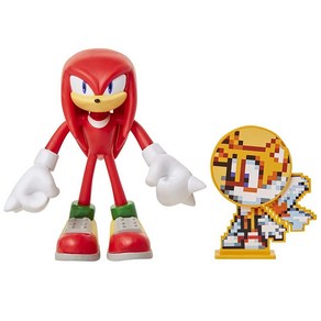 미국 아마존 정품++ Sonic The Hedgehog 수집용 소닉 10.2cm(4인치) 구부릴 수 있는 유연한 액션 피규어 팔다리 및 회전 가능한 친구 디스크 액세서리 포함, 너클