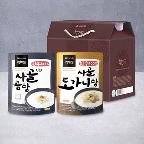 [고삼농협] 착한들 한우 곰탕 선물세트 명품 1호 (진한사골곰탕 500ml x 4팩 + 도가니탕 500g x 4팩), 1개