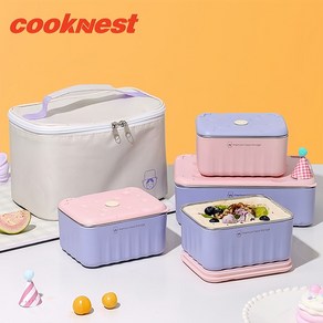 CookNest 직장인 304 스텐 성인 보온 도시락통 세트 런치박스 식판도시락, 1세트, 600ml*2+1200ml*1