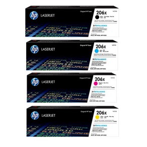 HP Colo Lasejet Po MFP M283fdw 정품토너 4색1세트 W2110X~W2113X 검정 3 150매/칼라 2 450매 대용량 NO.206X, 1개, 검정+컬러