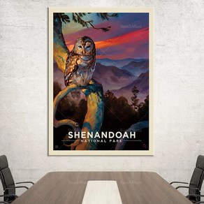 노 브랜드 Shenandoah National Pak 금지 올빼미 풍경 그림 빈티지 여행 포스터 사무실 벽 드 0416 Tavel, no fame