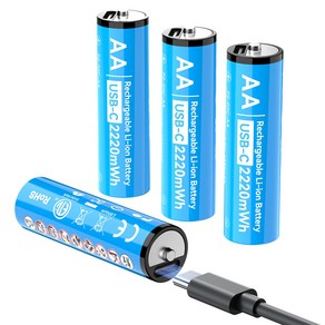 에네곤파워 충전 건전지 aa usb c타입 충전지 장난감용 캠핑용 리모컨용, 4개