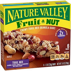 Natue Valley Chewy Ganola Ba Tail Mix Fuit Natue Valley 츄이 그래놀라 바 트레일 믹스 과일 및 견과류(각각 1.2온, 34g, 1개