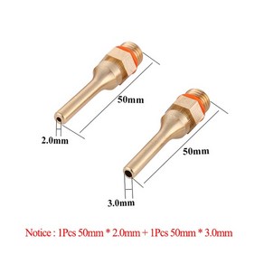 공구 순수 구리 핫 멜트 글루 건 노즐 2.0x70mm 3.0x50mm 2.0x50mm 긴 숏 소형 보어 대구경 글루건 2 개/묶음