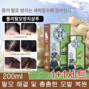 1+1 식물성 발모 생강 샴푸 탈모 샴푸 세트 지성두피샴푸 생강 샴푸, 20g, 2개