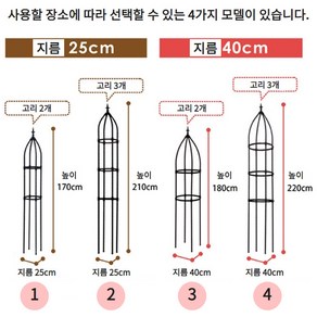 녹슬지 않는 식물 지지대 조립이 쉬운 장미 지주대 4가지 사이즈, 슬림형 25 X 170cm, 1개