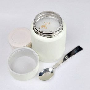 FOOD JAR 304 스텐죽통 500ML 17oz 접이식 수저 보온도시락 국통 밥통, 304 스텐 죽통 500ml 아이보리, 1개