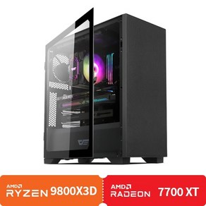 [컴퓨존] 아이웍스7-7049 (9800X3D/7700XT) 게이밍컴퓨터 조립PC, Fee DOS, 1TB, 32GB, 블랙