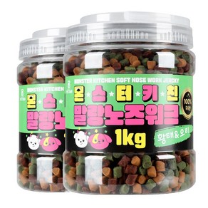 몬스터키친 말랑노즈워크 강아지 대용량 져키 국내산 간식, 2개, 1kg, 황태&오리