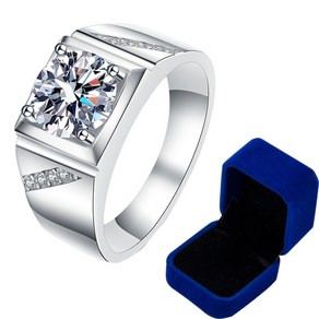 eal moissanite ing fo men 스털링 실버 2 캐럿 라운드 브릴리언트 다이아몬드 약혼 반지 남성 웨딩 쥬얼리 포함 상자