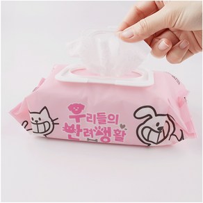 우리들의 반려생활 펫티슈 반려동물 물티슈 강아지 고양이 캡형 엠보싱 대용량 크린티슈, 2개, 80개입